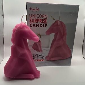 Fine Life Pink Unicorn Surprise Candle Reveals Gold Skeleton New Geometric